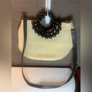Chico's Black and Cream Woven Shoulder Bag
